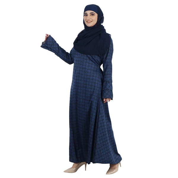 Humeira Abaya Dubai Style Beautiful Simple Abaya in Check Style Print Without Dupatta & NosePiece - 54, Blue, 300 gms