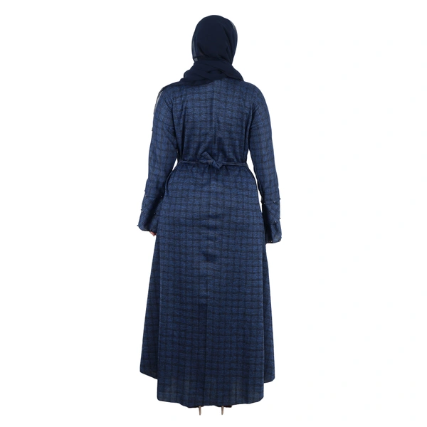 Humeira Abaya Dubai Style Beautiful Simple Abaya in Check Style Print Without Dupatta & NosePiece - 54, Blue, 300 gms