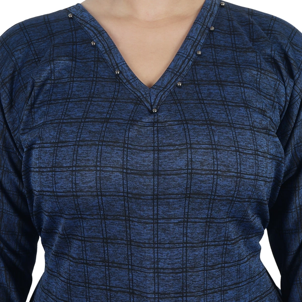 Humeira Abaya Dubai Style Beautiful Simple Abaya in Check Style Print Without Dupatta & NosePiece - 54, Blue, 300 gms