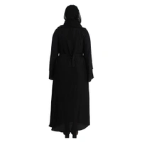 Humeira Abaya Dubai Style Simple 3 Layer Sleeves Pearl Work Abaya in Al Nida Fabric - 54, Black, 300 gms