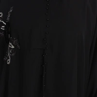 Humeira Abaya Dubai Style Simple Pearl (Moti) Farasha in Al Nida Fabric With Self Atteched Dupatta - 54, Black, 300 gms