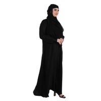 Humeira Abaya Dubai Style Simple Kuff Sleeves Abaya in Al Nida Fabric With Dupatta & NosePiece - 54, Black, 300 gms
