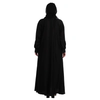 Humeira Abaya Dubai Style Simple Kuff Sleeves Abaya in Al Nida Fabric With Dupatta & NosePiece - 54, Black, 300 gms