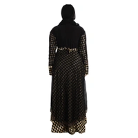 Humeira Abaya Dubai Style Golden Sattan Double Layer Burkha in Sattan Fabric - 54, Black, 300 gms
