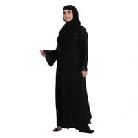Humeira Abaya Dubai Style Simple Buta Burkha in Al Nida Fabric WIth Stone Work - 54, Black, 300 gms