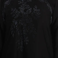 Humeira Abaya Dubai Style Simple Buta Burkha in Al Nida Fabric WIth Stone Work - 54, Black, 300 gms
