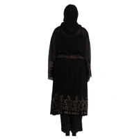 Humeira Abaya Dubai Style 2 in 1 Abaya With One Simple & Other Coat Heavy M S Stone Worked Burkha with Best Quality of Fabric - 54, Black, 300 gms