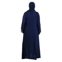 Humeira Abaya Front 2 Kali Burkha With Stone Work in Al Nida Fabric (Blue) - 54, Blue, 300 gms