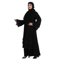 Humeira Abaya Dubai Style 3 Layer Pearl Firodous Fabric Abaya Specially Made For Bride - 54, Black, 300 gms