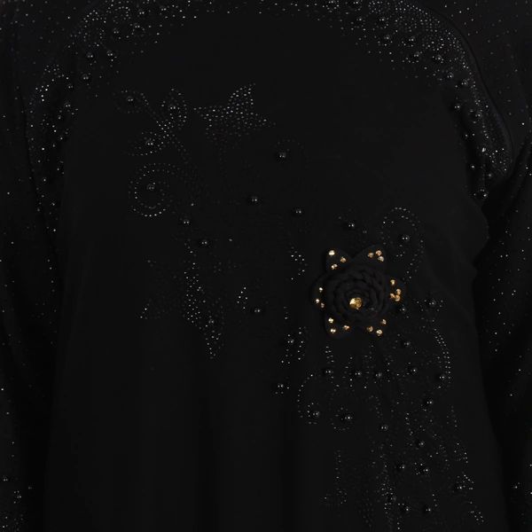 Humeira Abaya Dubai Style 3 Layer Pearl Firodous Fabric Abaya Specially Made For Bride - 54, Black, 300 gms