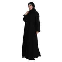 Humeira Abaya Dubai Style Brand New Simple Abaya in Al Nida Fabric With Dupatta & NoisePiece - 54, Black, 300 gms