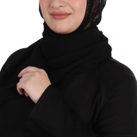 Humeira Abaya Dubai Style Brand New Simple Abaya in Al Nida Fabric With Dupatta & NoisePiece - 54, Black, 300 gms