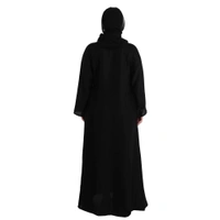 Humeira Abaya Dubai Style Brand New Simple Abaya in Al Nida Fabric With Dupatta & NoisePiece - 54, Black, 300 gms