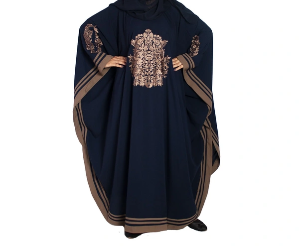 Humeira Abaya Embroidery Abaya Burkha in Firdous Fabric HA117DP BLACK - 54, BLACK, 300 Grams