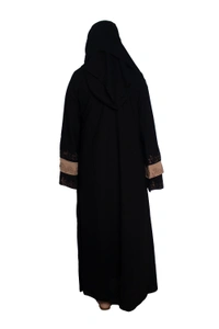 Humeira Abaya Dubai Style Embroidery Abaya Abaya in Al Nida Fabric Triple Layer Stone Buta Black - 54, Black, 300 gms