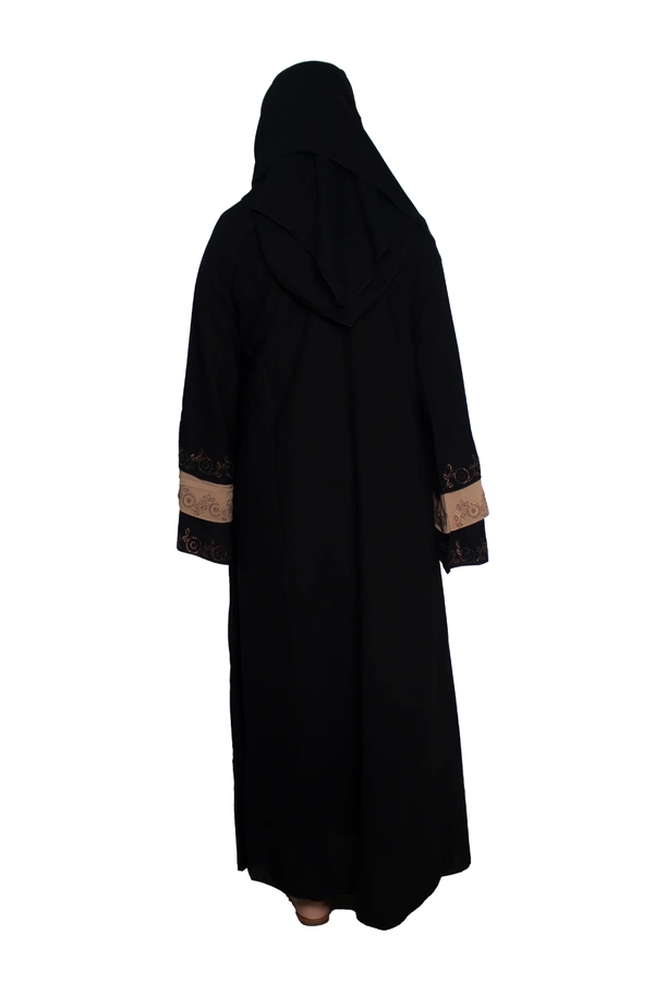 Humeira Abaya Dubai Style Embroidery Abaya Abaya in Al Nida Fabric Triple Layer Stone Buta Black - 54, Black, 300 gms