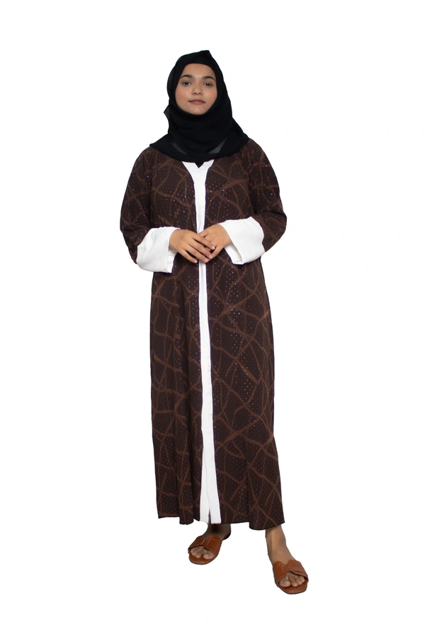 Humeira Abaya Dubai Style Embroidery Abaya Burkha in Premium Crush Fabric Front Open Crush Coffee Colour - 54, Coffee, 300 gms