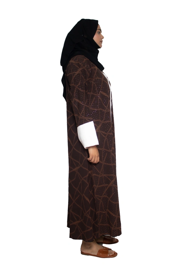 Humeira Abaya Dubai Style Embroidery Abaya Burkha in Premium Crush Fabric Front Open Crush Coffee Colour - 54, Coffee, 300 gms