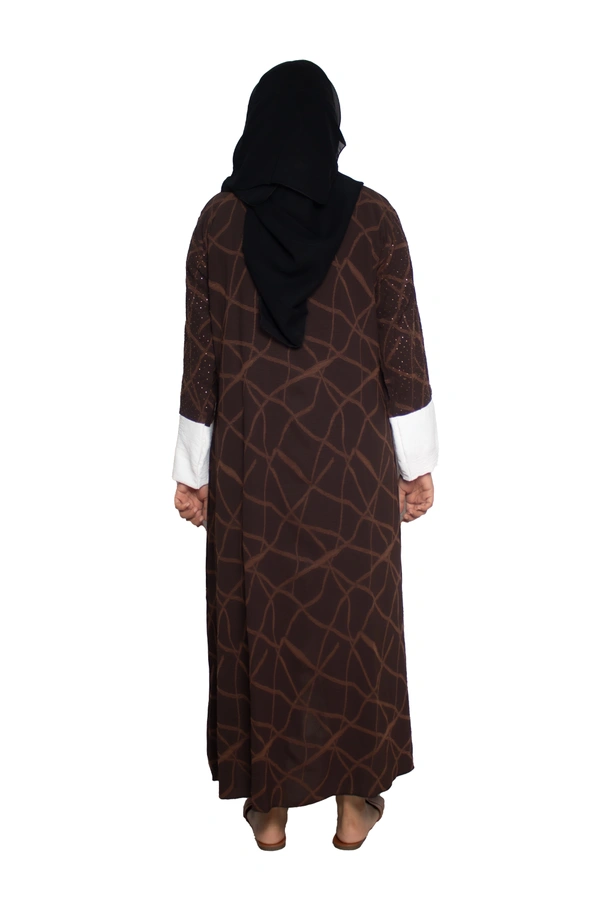 Humeira Abaya Dubai Style Embroidery Abaya Burkha in Premium Crush Fabric Front Open Crush Coffee Colour - 54, Coffee, 300 gms