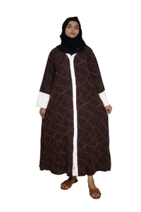 Humeira Abaya Dubai Style Embroidery Abaya Burkha in Premium Crush Fabric Front Open Crush Coffee Colour - 54, Coffee, 300 gms