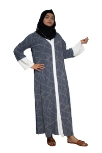 Humeira Abaya Dubai Style Embroidery Abaya Burkha in Premium Crush Fabric Front Open Crush Grey Colour - 54, Grey, 300 gms