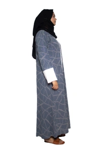 Humeira Abaya Dubai Style Embroidery Abaya Burkha in Premium Crush Fabric Front Open Crush Grey Colour - 54, Grey, 300 gms