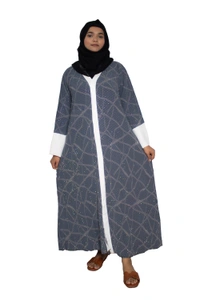 Humeira Abaya Dubai Style Embroidery Abaya Burkha in Premium Crush Fabric Front Open Crush Grey Colour - 54, Grey, 300 gms