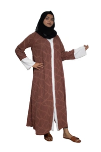 Humeira Abaya Dubai Style Embroidery Abaya Burkha in Premium Crush Fabric Front Open Crush Skin Colour - 54, Skin, 300 gms