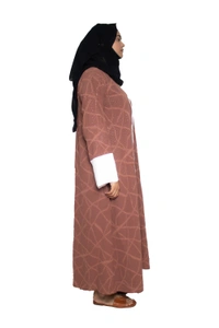 Humeira Abaya Dubai Style Embroidery Abaya Burkha in Premium Crush Fabric Front Open Crush Skin Colour - 54, Skin, 300 gms