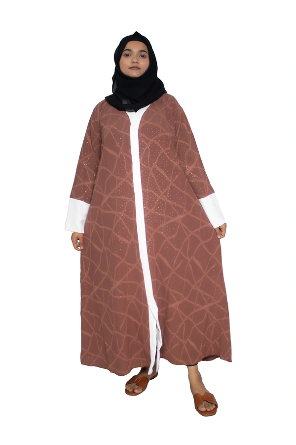 Humeira Abaya Dubai Style Embroidery Abaya Burkha in Premium Crush Fabric Front Open Crush Skin Colour - 54, Skin, 300 gms