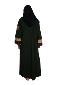 Humeira Abaya Dubai Style Embroidery Abaya Burkha in Firdous Fabric Triple Layer Long Embroidery Green - 54, Green, 300 gms