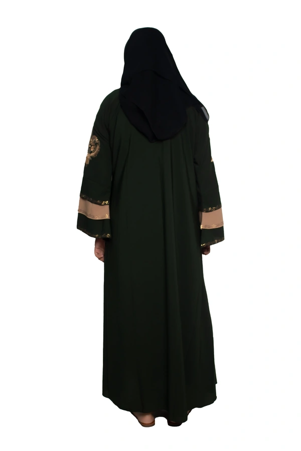Humeira Abaya Dubai Style Embroidery Abaya Burkha in Firdous Fabric Triple Layer Long Embroidery Green - 54, Green, 300 gms