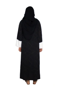 Humeira Abaya Dubai Style Embroidery Abaya Burkha in Premium Crush Fabric Front Open Crush Black to White - 54, Black, 300 gms