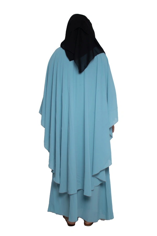 Humeira Abaya Dubai Style Embroidery Abaya Farasha in Diamond Geogette Fabric Simple Embroidery Farasha Flower SkyBlue - 54, Skyblue, 300 gms
