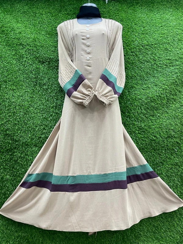 Humeira Abaya Dubai Style Koty Double Color Abaya in Premium CY Crush Fabric - XL, Cream, 300gm