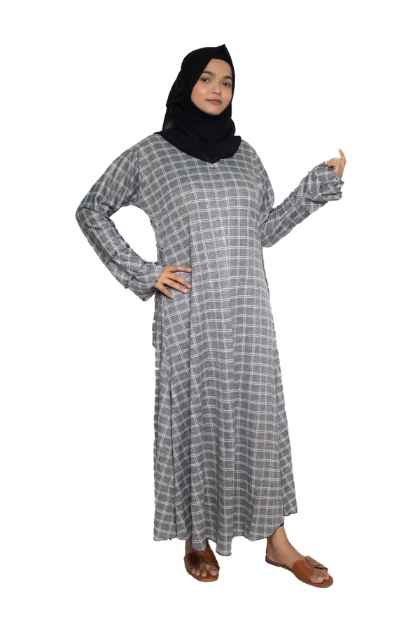 Humeira Abaya Dubai Style Simple Abaya Burkha in Al Nida Fabric Garm White Grey Grey - 54