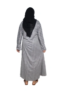 Humeira Abaya Dubai Style Simple Abaya Burkha in Al Nida Fabric Garm White Grey Grey - 54