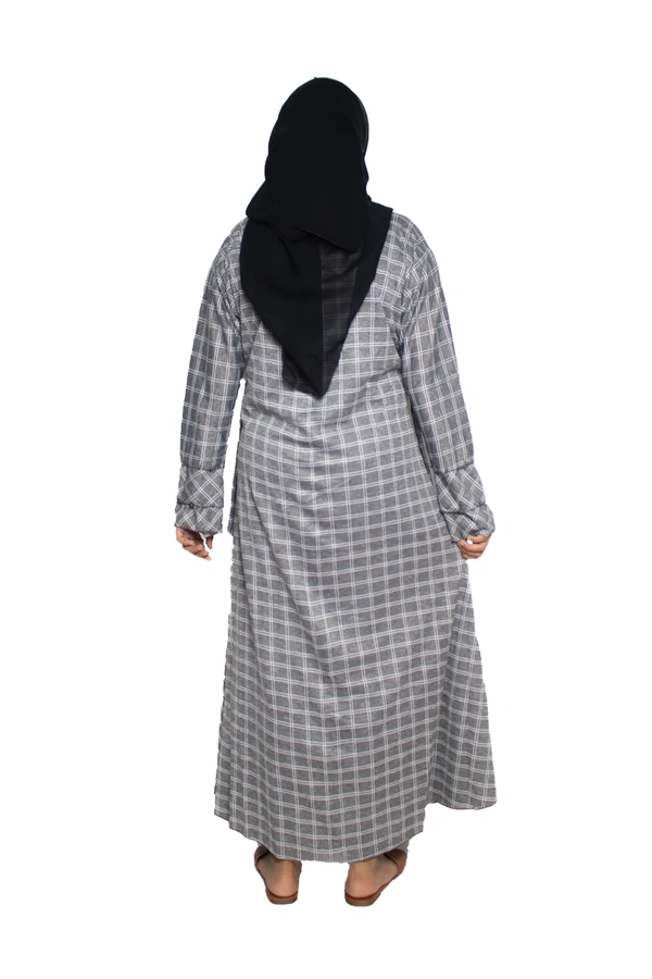 Humeira Abaya Dubai Style Simple Abaya Burkha in Al Nida Fabric Garm White Grey Grey - 54