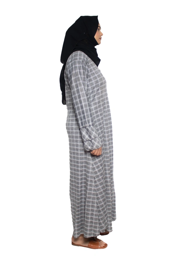 Humeira Abaya Dubai Style Simple Abaya Burkha in Al Nida Fabric Garm White Grey Grey - 54