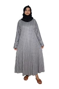 Humeira Abaya Dubai Style Simple Abaya Burkha in Al Nida Fabric Garm White Grey Grey - 54