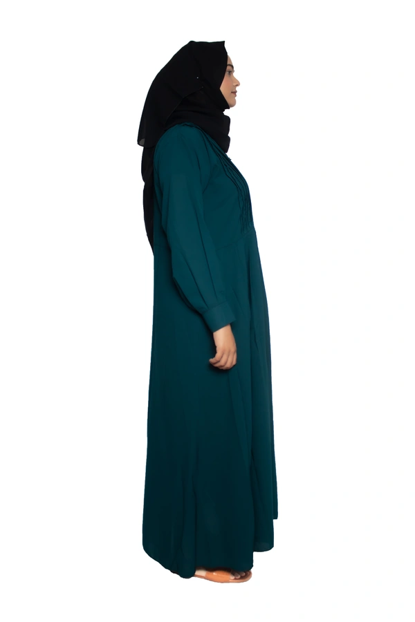 Humeira Abaya Dubai Style Simple Abaya Burkha in Al Nida Fabric Frill Firozi - 54, Firozi, 300 gms