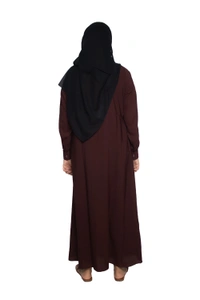 Humeira Abaya Dubai Style Simple Abaya Burkha in Al Nida Fabric Squar Pipen Brown - 54, Brown, 300 gms