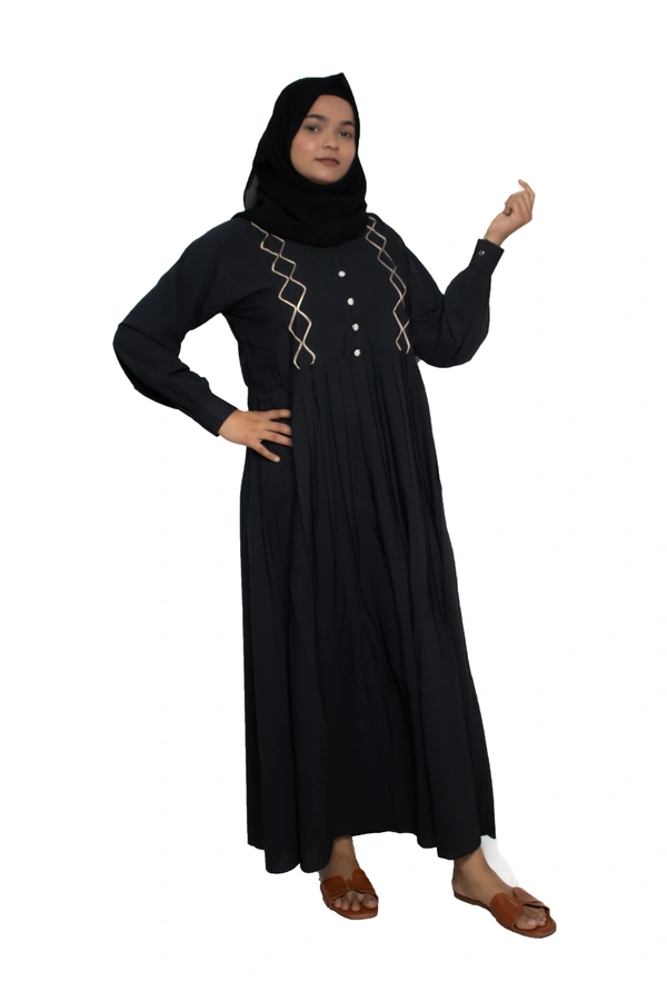 Humeira Abaya Dubai Style Simple Abaya Burkha in Al Nida Fabric Squar Pipen Grey - 54, Grey, 300 gms