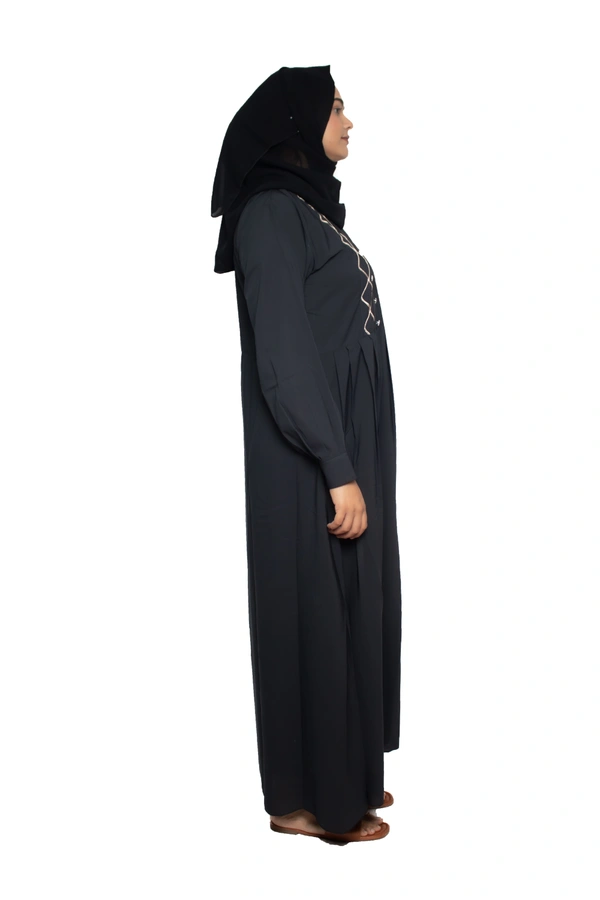 Humeira Abaya Dubai Style Simple Abaya Burkha in Al Nida Fabric Squar Pipen Grey - 54, Grey, 300 gms