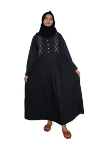 Humeira Abaya Dubai Style Simple Abaya Burkha in Al Nida Fabric Squar Pipen Grey - 54, Grey, 300 gms