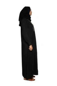 Humeira Abaya Dubai Style Simple Abaya Burkha in Al Nida Fabric Squar Pipen Black - 54, Black, 300 gms
