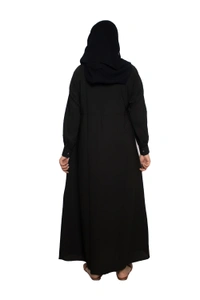 Humeira Abaya Dubai Style Simple Abaya Burkha in Al Nida Fabric Squar Pipen Black - 54, Black, 300 gms