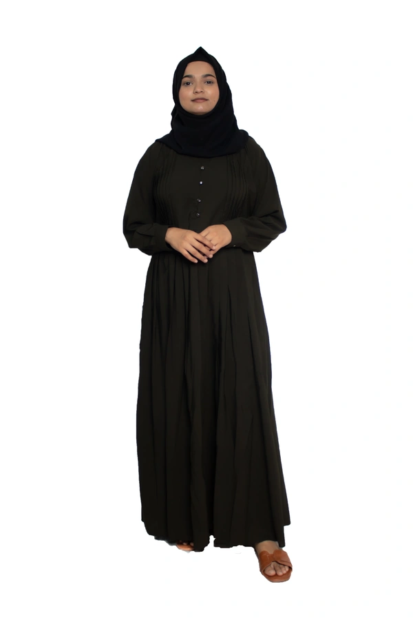 Humeira Abaya Dubai Style Simple Abaya Burkha in Al Nida Fabric Simple Frill Black - 54, Black, 300 gms