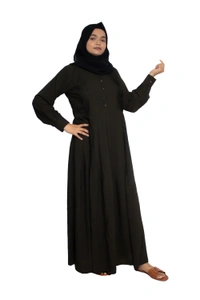 Humeira Abaya Dubai Style Simple Abaya Burkha in Al Nida Fabric Simple Frill Black - 54, Black, 300 gms