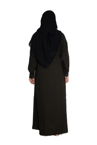 Humeira Abaya Dubai Style Simple Abaya Burkha in Al Nida Fabric Simple Frill Black - 54, Black, 300 gms